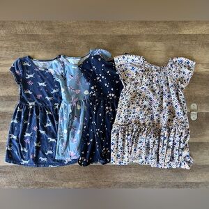 Girls' 4T lot of four play dresses for Spring/Summer - assorted blue patterned